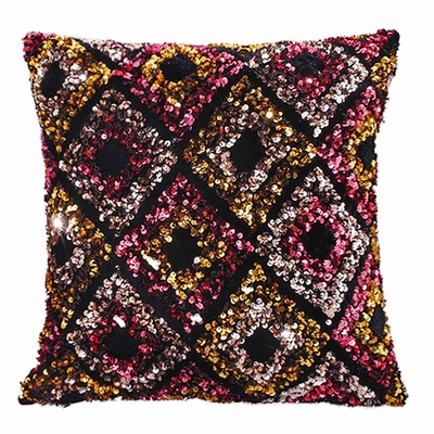 Noble Diamond Pattern Crystal Sequin Pillow Cushion Cover