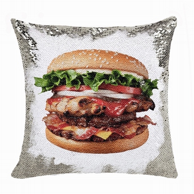 Funny Food Gift Personalised Image Reversible Sequin Pillow