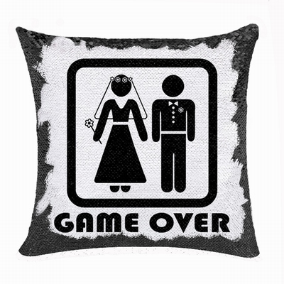 Funny Game Over Gift Personalised Image Reversible Sequin Pillow