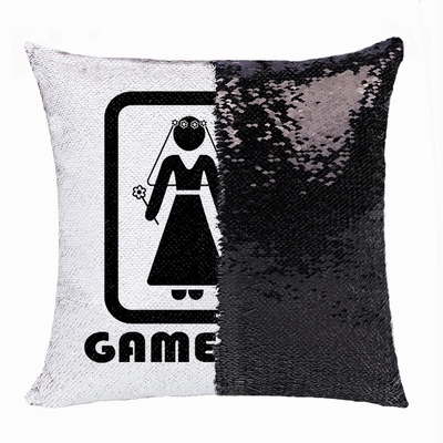 Funny Game Over Gift Personalised Image Reversible Sequin Pillow