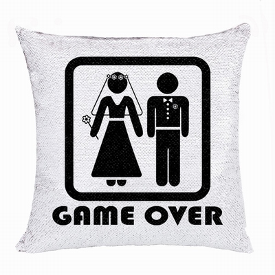 Funny Game Over Gift Personalised Image Reversible Sequin Pillow