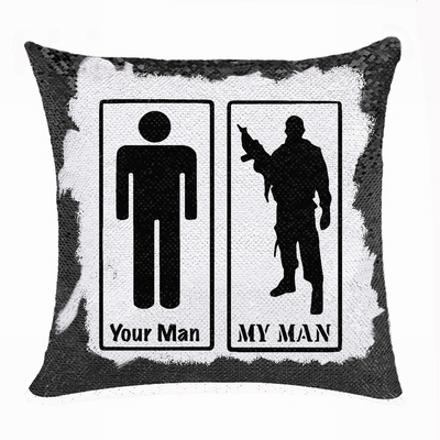 Funny Gift Personalised Image Reversible Sequin Pillow My Man