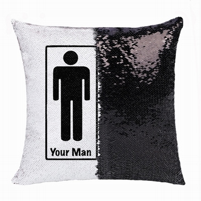 Funny Gift Personalised Image Reversible Sequin Pillow My Man
