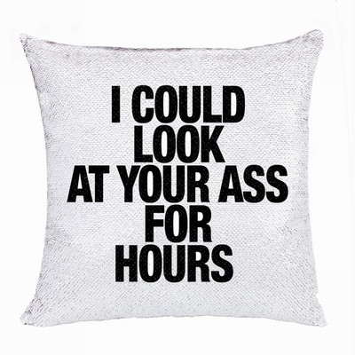 Funny Personalized Photo Flip Sequin Pillow Look You Ass Gift