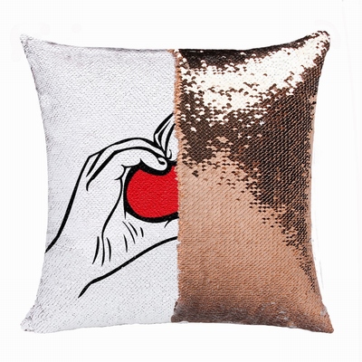 Handmade Sequin Pillow Personalised Photo Gift Love