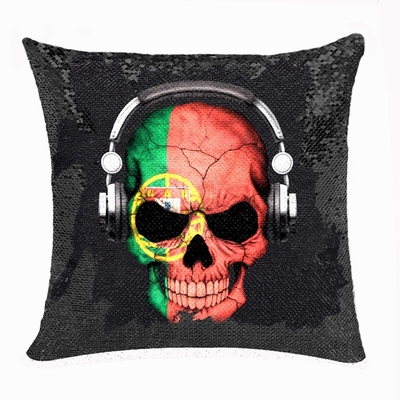 New Design Bulk Reversible Sequin Pillow Headset Skull Photo Gift