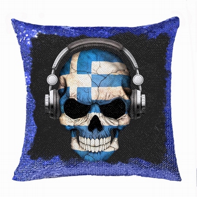 Personalised Photo Sequin Cushion Cover Cool Skull Headpiece