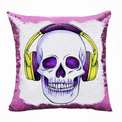 Magic Sequin Pillow Skull Head Cool Gift