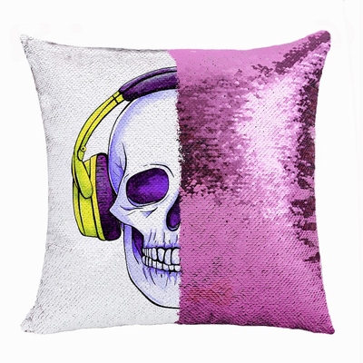 Magic Sequin Pillow Skull Head Cool Gift