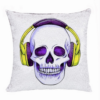 Magic Sequin Pillow Skull Head Cool Gift