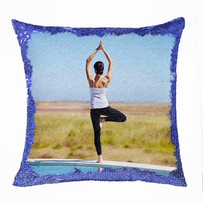 Special Photo Yoga Gift Shining Personalized Flip Sequin Pillow