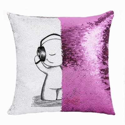 Unusual Gift Personalized Image Bluk Sequin Pillow Boy Love Music