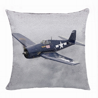 Wonderful Personalised Airplane Photo Sequin Pillow Aircraft