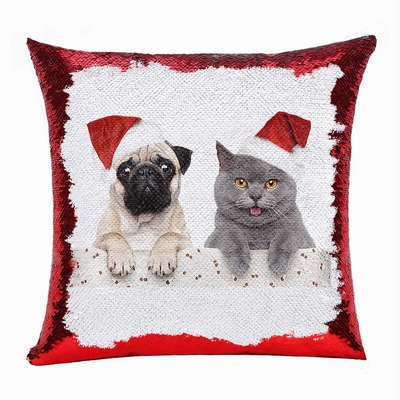 Christmas Clever Photo Gift Reversible Sequin Pillow