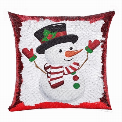 Christmas Cretive Custom Gift Flip Sequin Pillow Snowman