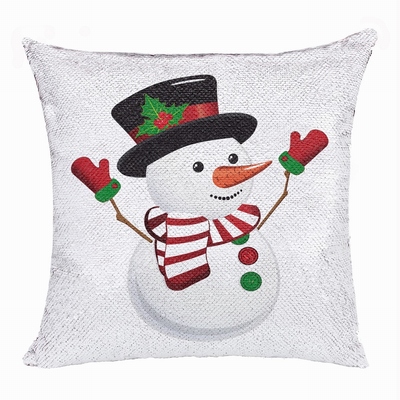 Christmas Cretive Custom Gift Flip Sequin Pillow Snowman