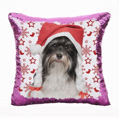 Christmas Gift Dog Photo Sequin Pillow Funny Personalized Gift