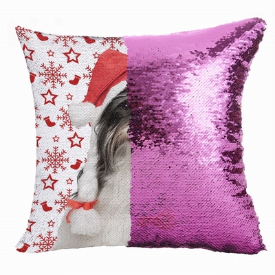 Christmas Gift Dog Photo Sequin Pillow Funny Personalized Gift