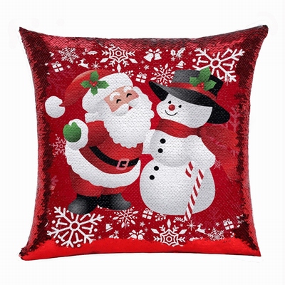Christmas Snow Man Flip Sequin Pillow Photo Uncommon Gift
