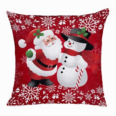 Christmas Snow Man Flip Sequin Pillow Photo Uncommon Gift