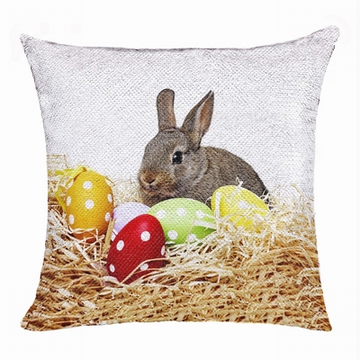 Easter Bunny Customized Gift Her Double Sided Sequin Pillow