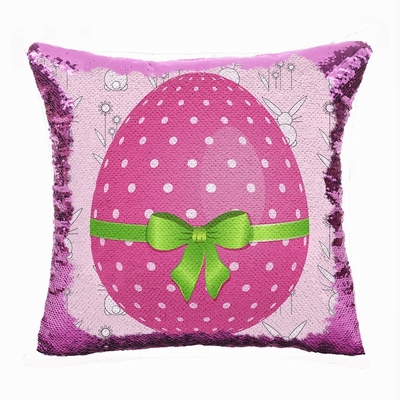 Eastser Pink Egg Wonderful Present Decorative Sequin Pillow