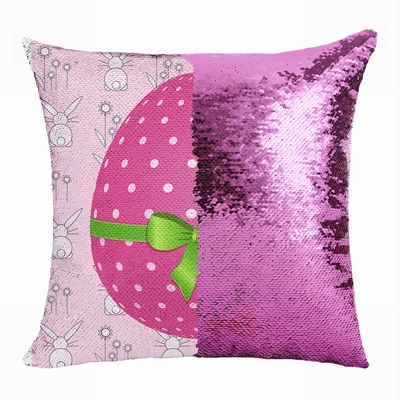 Eastser Pink Egg Wonderful Present Double Sided Sequin Pillow
