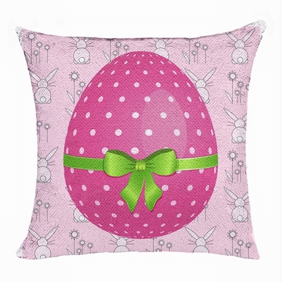 Eastser Pink Egg Wonderful Present Decorative Sequin Pillow