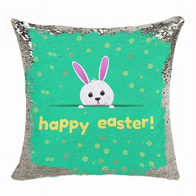 Happy Easter Rabbit Top Gift Sequin Pillow Personalized Gift