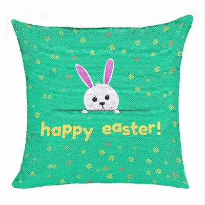 Happy Easter Rabbit Top Gift Sequin Pillow Personalized Gift