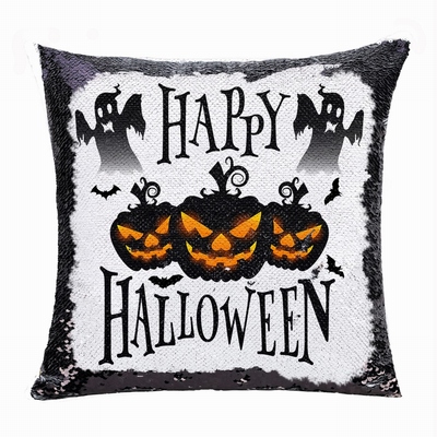 Halloween Gift Black Pumpkin Ghost Personalized Sequin Pillow