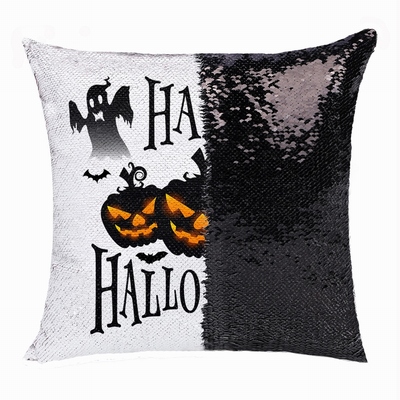 Halloween Gift Black Pumpkin Ghost Personalized Sequin Pillow