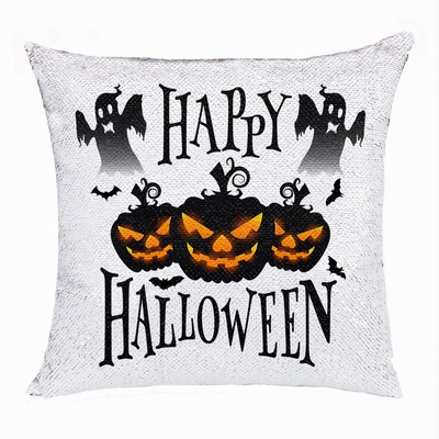 Halloween Gift Black Pumpkin Ghost Personalized Sequin Pillow