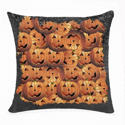 Halloween Pumpkins Uncommon Personalized Present Sequin Pillow