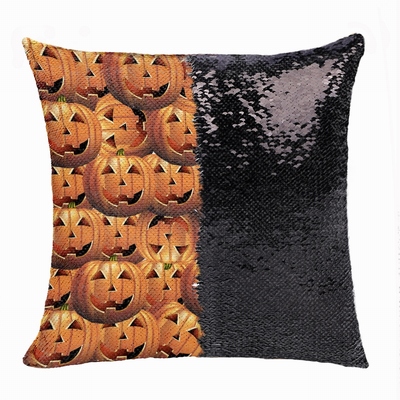 Halloween Pumpkins Uncommon Personalized Present Sequin Pillow