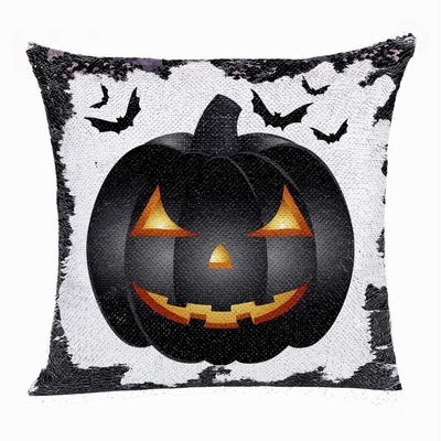 Halloween Special Personalized Gift Black Pumpkin Sequin Pillow