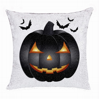 Halloween Special Personalized Gift Black Pumpkin Sequin Pillow