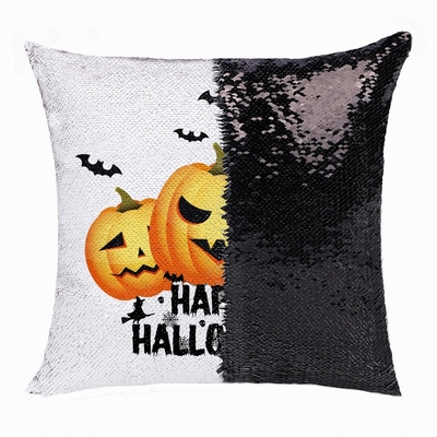 Happy Halloween Popular Gift Pumpkin Sequin Magic Pillow