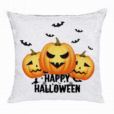 Happy Halloween Popular Gift Pumpkin Sequin Magic Pillow