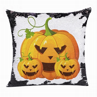 Pumpkin Flip Sequin Pillow Presonalized Photo Present