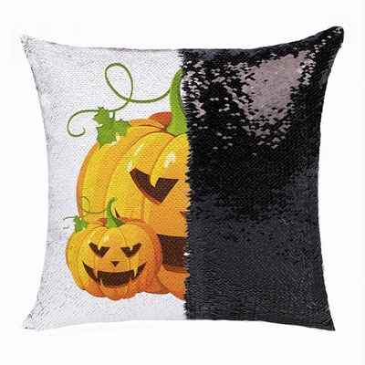 Pumpkin Flip Sequin Pillow Presonalized Photo Present