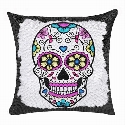 Skull Awesome Custom Image Present Reversible Sequin Pillow