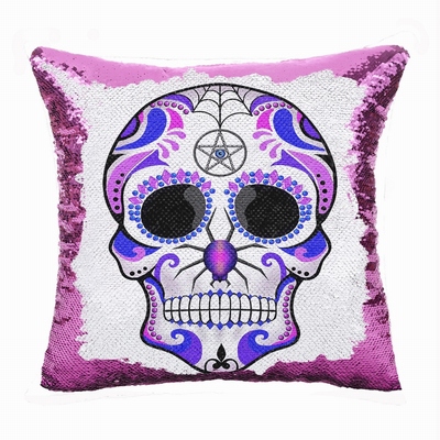 Skull Cheap Custom Present Personalized Sequin Cushion Cover