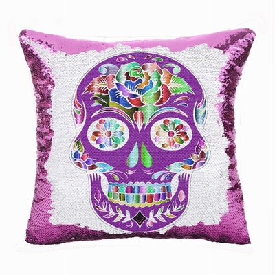Skull Funny Personalize Photo Gift Sequin Magic Pillow