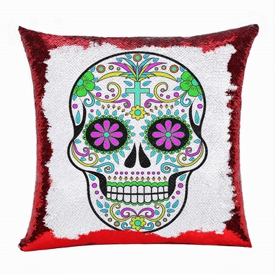 Skull Head Festival Personalized Sequin Pillow Cute Gift