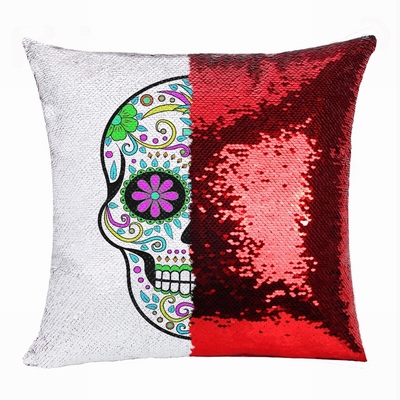 Skull Head Festival Personalized Sequin Pillow Cute Gift