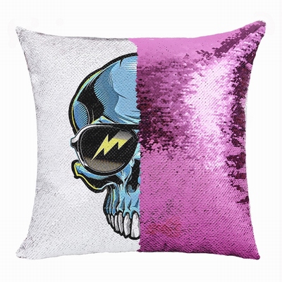 Skull Head Personalized Gift Pop Present Sweet Sequin Pillow