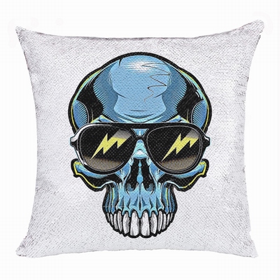 Skull Head Personalized Gift Pop Present Sweet Sequin Pillow