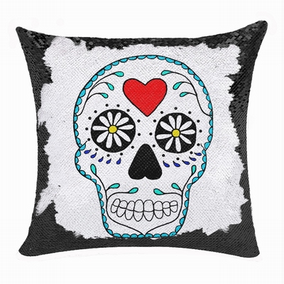 Skull Head Heart Interesting Present Personalized Gift Sequin