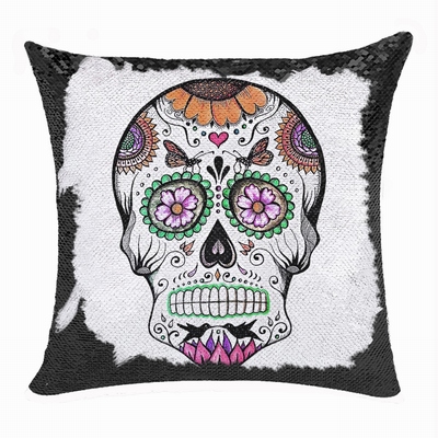 Skull Personalized Photo Present Brand New Sequin Pillow